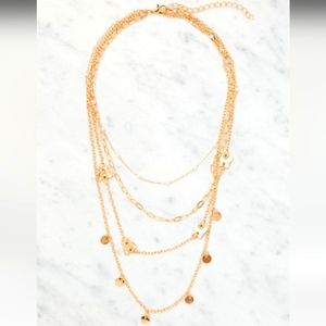 LA Hearts Butterfly Disc Layered Necklace, OneSize, Gold